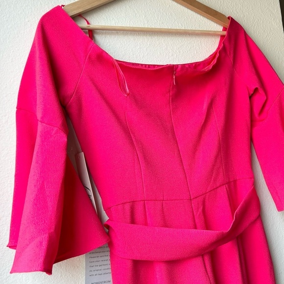 NWT Eliza J Red Off-the-shoulder Bell Sleeve Tie Waist Jumpsuit Sz 6 - Picture 10 of 16